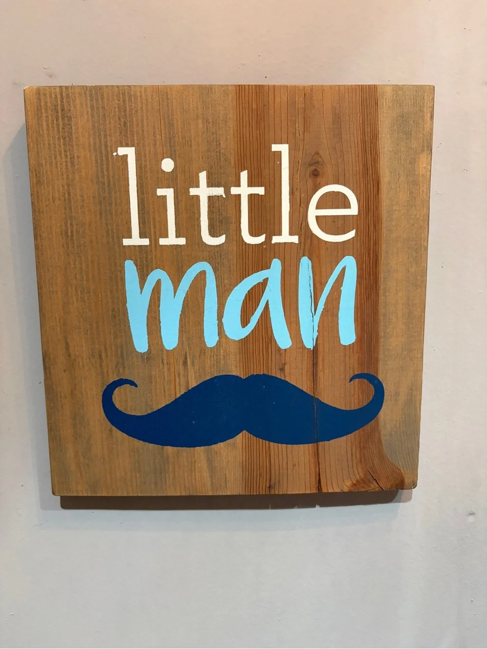 Little Man Wooden Wall Sign in Blue and White